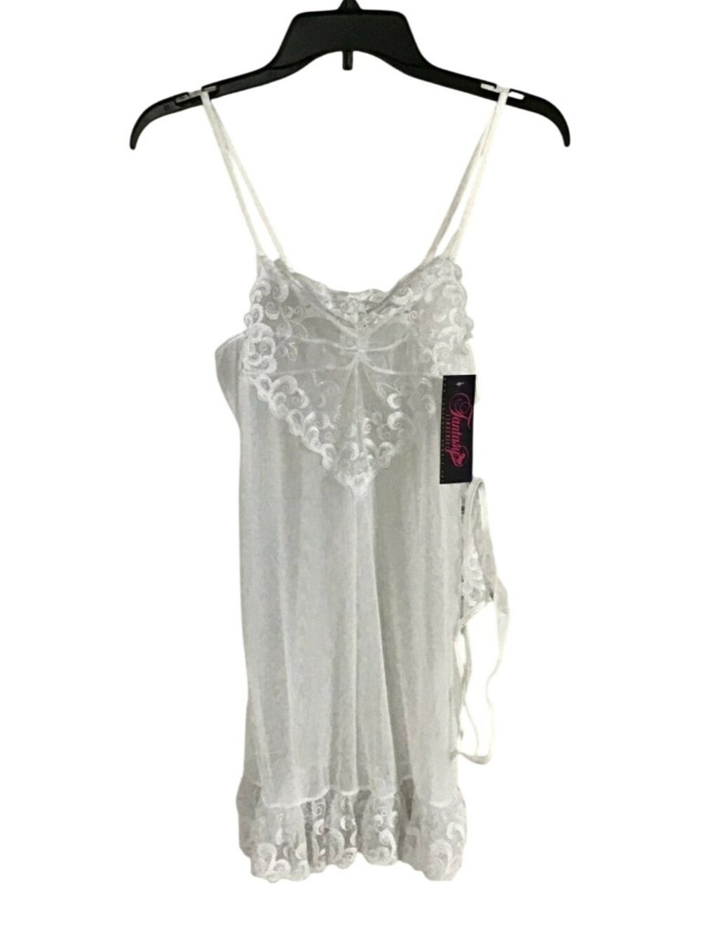 Fantasy Lingerie Vintage 1990s Large Sheer White Gown and Thong Panty Bridal